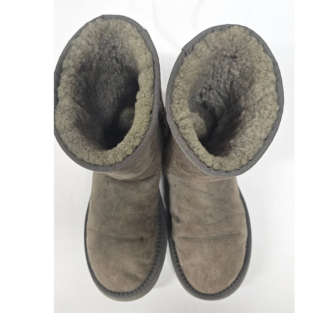 Alilo UGG Collection Brown Suede Shearling Lined Mid Calf Winter Boots‎